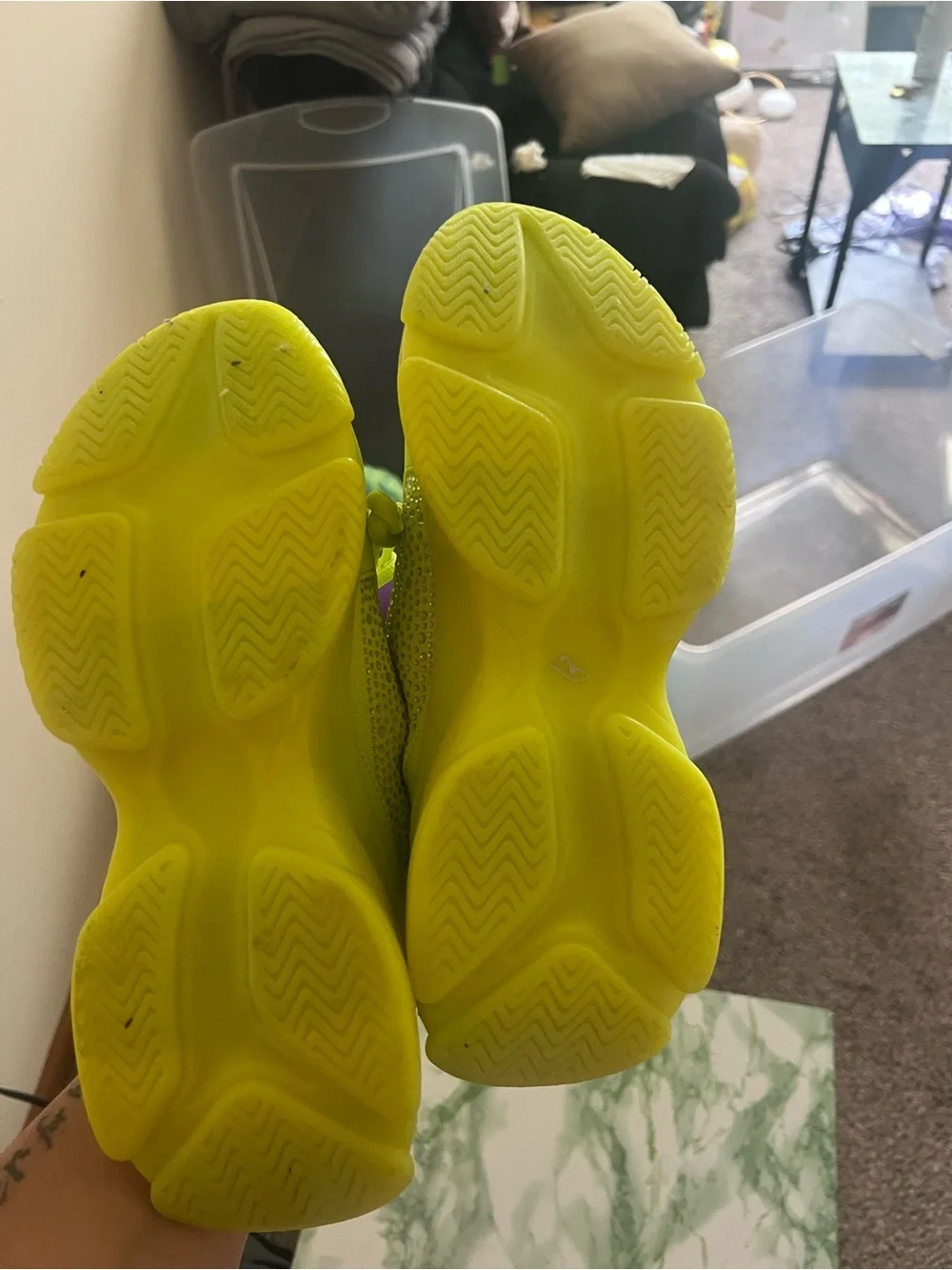 Juicy Couture Neon Lime Crystal Embellished Sneakers